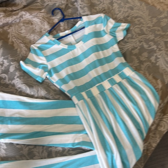 Boutique blue & white stripe jumpsuit size S - Picture 4 of 5